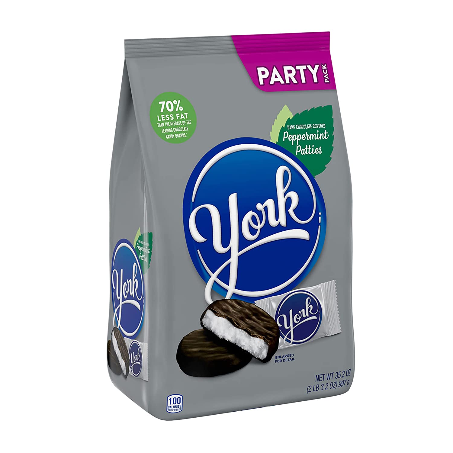 Túi 997g socola đen bọc bạc hà york dark chocolate peppermint patties candy, gluten free, bulk party pack 35.2 oz