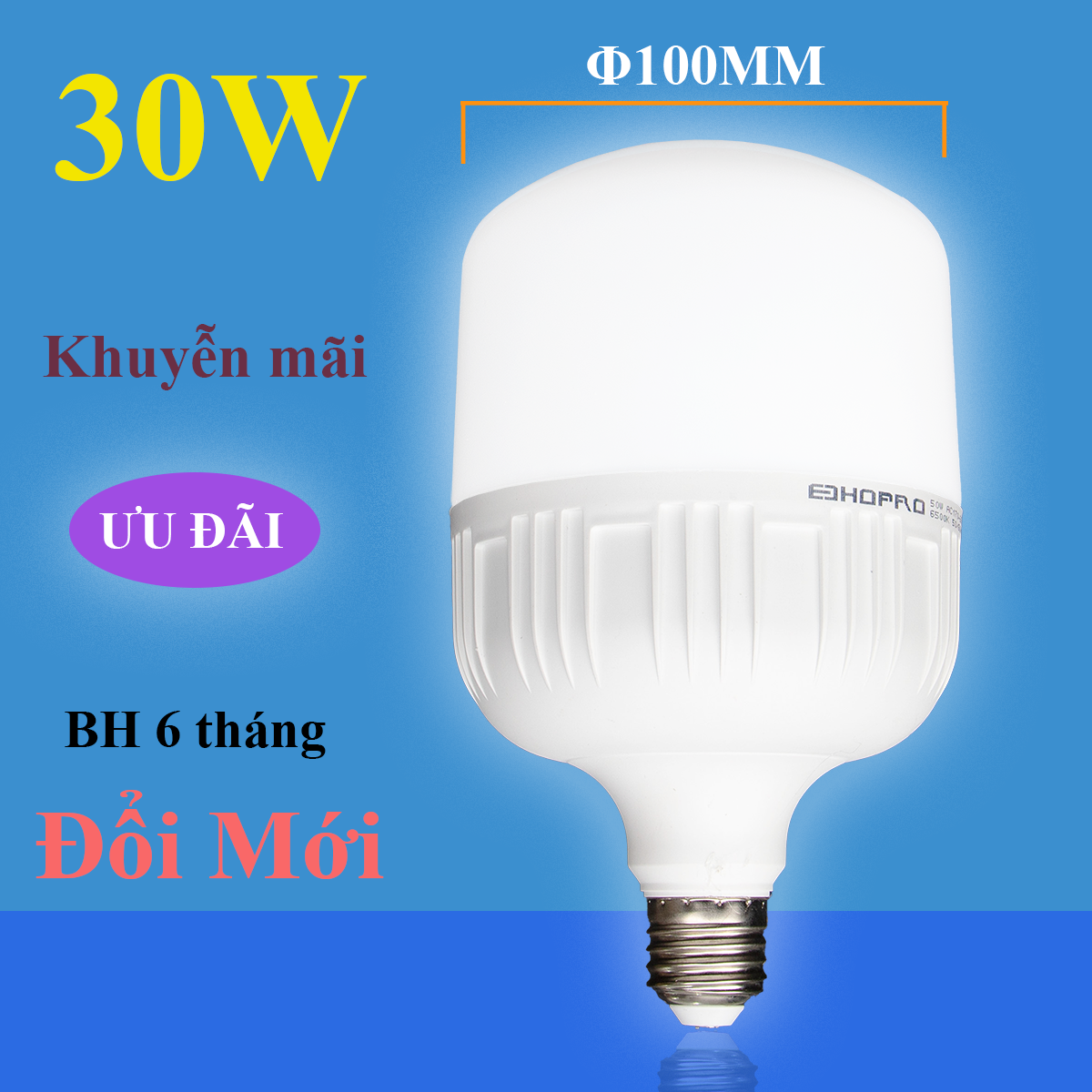 Bóng đèn LED trụ 10W 20W 30W 40W 50W 65W ánh sáng TRẮNG (DÙNG CHO ĐIỆN TRỰC TIẾP 220V)