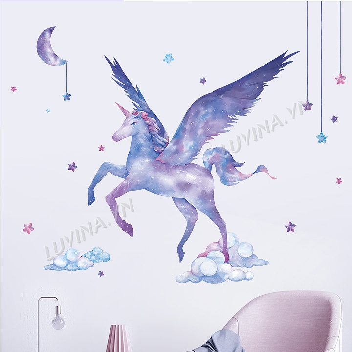 -Decal dán tường trang trí phòng khách, văn phòng- Ngựa thần- mã sp QR9505-