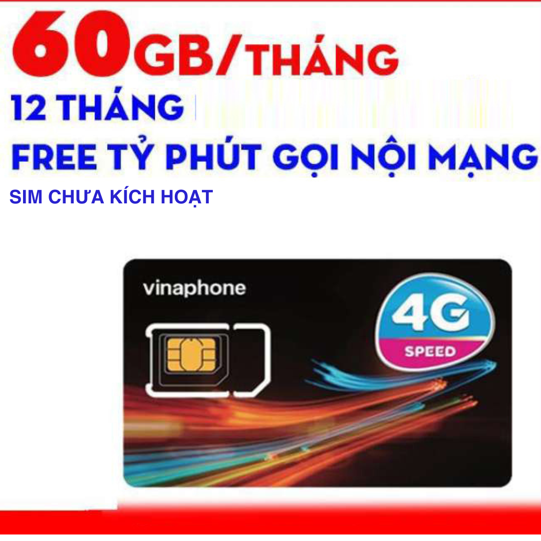 CHƯA KÍCH HOẠT. Sim 4g Vinaphone 12Fhappy 62GB/Tháng 1000 phút nội mạng Vina 12 tháng giống Vd8912T /D60G 12T