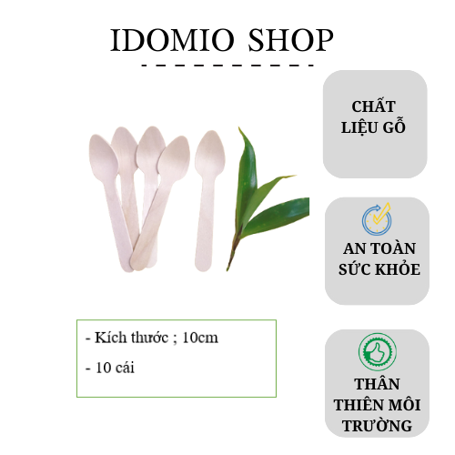 Muỗng gỗ ăn kem -10 Cái