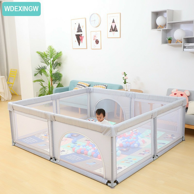 QUÂY CŨI KIÊM NHÀ BÓNG CHO BÉ CHỐNG VA ĐẬP (Loại 2 cửa kích thước 150x150x70cm) Quây cũi góc vuông trẻ em