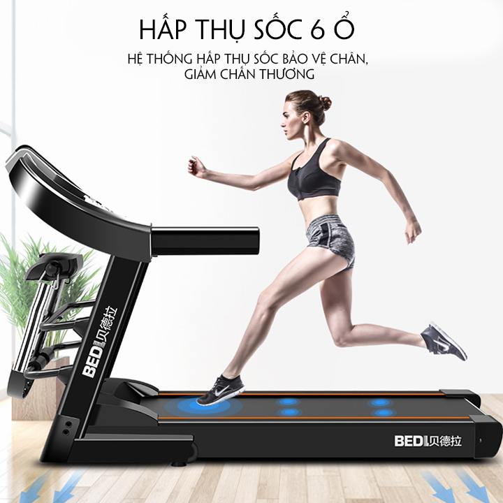 Máy chạy bộ thể thao đa năng tập gym thể dục tại nhà BEDL, có đánh mỡ bụng loa kết nối bluetooth nghe nhạc 5
