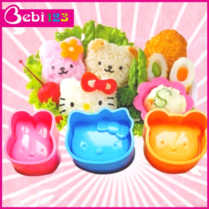 Set 3 khuôn cơm Bento ép bánh tạo hình đáng yêu cho bữa ăn của bé thêm