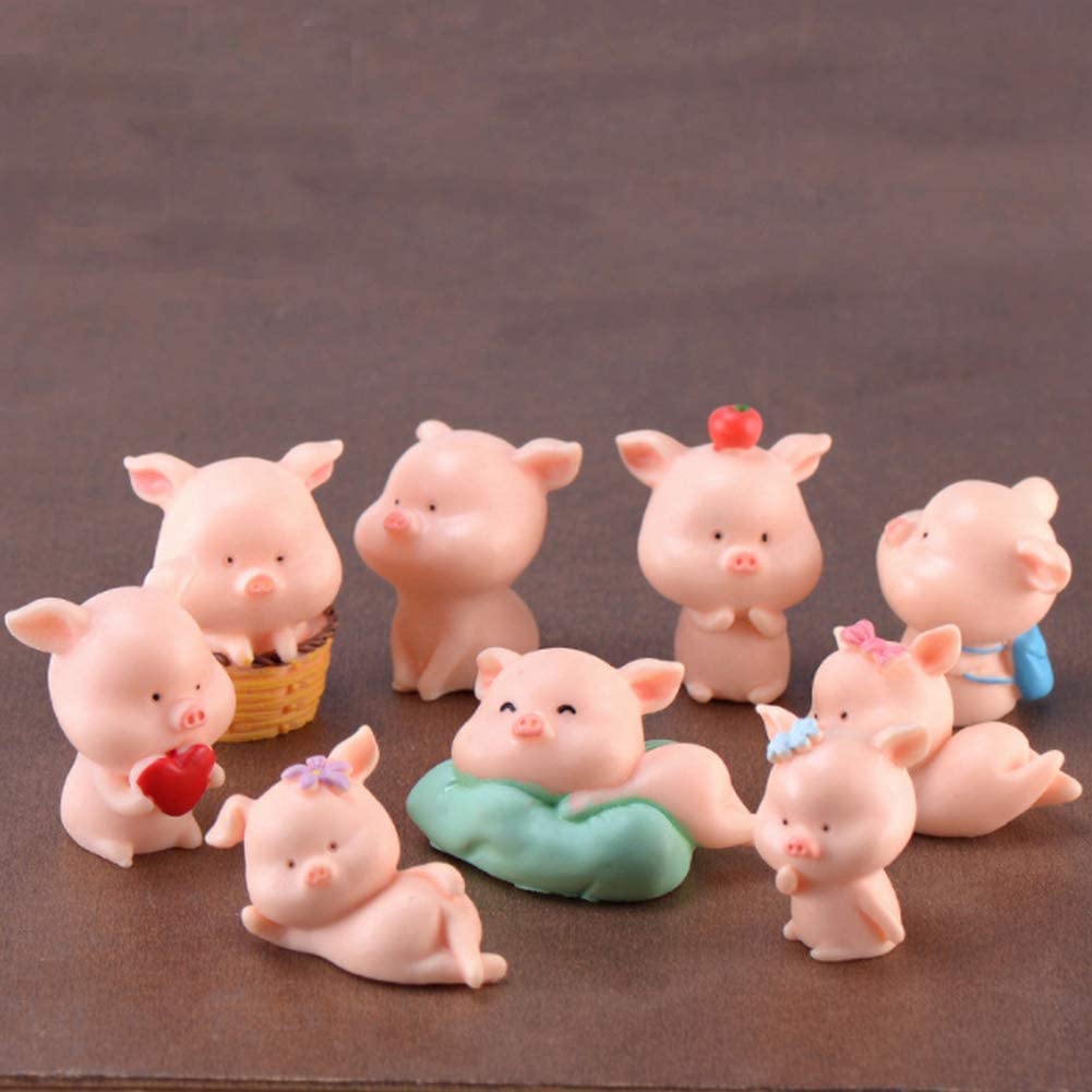 9 Chiếc Hình Chú Lợn Thu Nhỏ Kawaii Động Vật Phá Sản Đồ Chơi Tượng Nhỏ Chú Heo May Mắn Đồ Trang Trí Gắn Trên Bánh Trang Trí Nhựa Tự Làm Thủ Công Dự Án Trang Trí