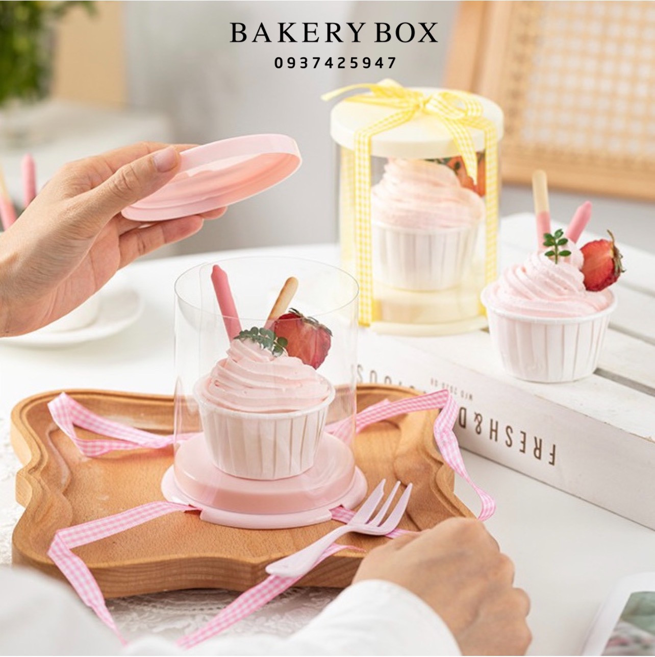 Set 50 | hộp trụ mini đựng quà tặng, son, cupcake, bánh kem mini, trang trí tiệc cưới