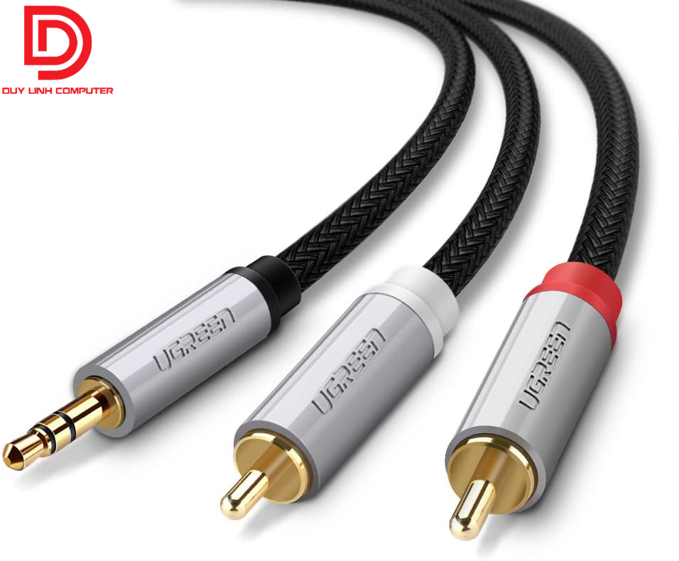 Cáp audio 3.5mm sang 2 đầu rca ugreen 40843 dài 2m chính hãng