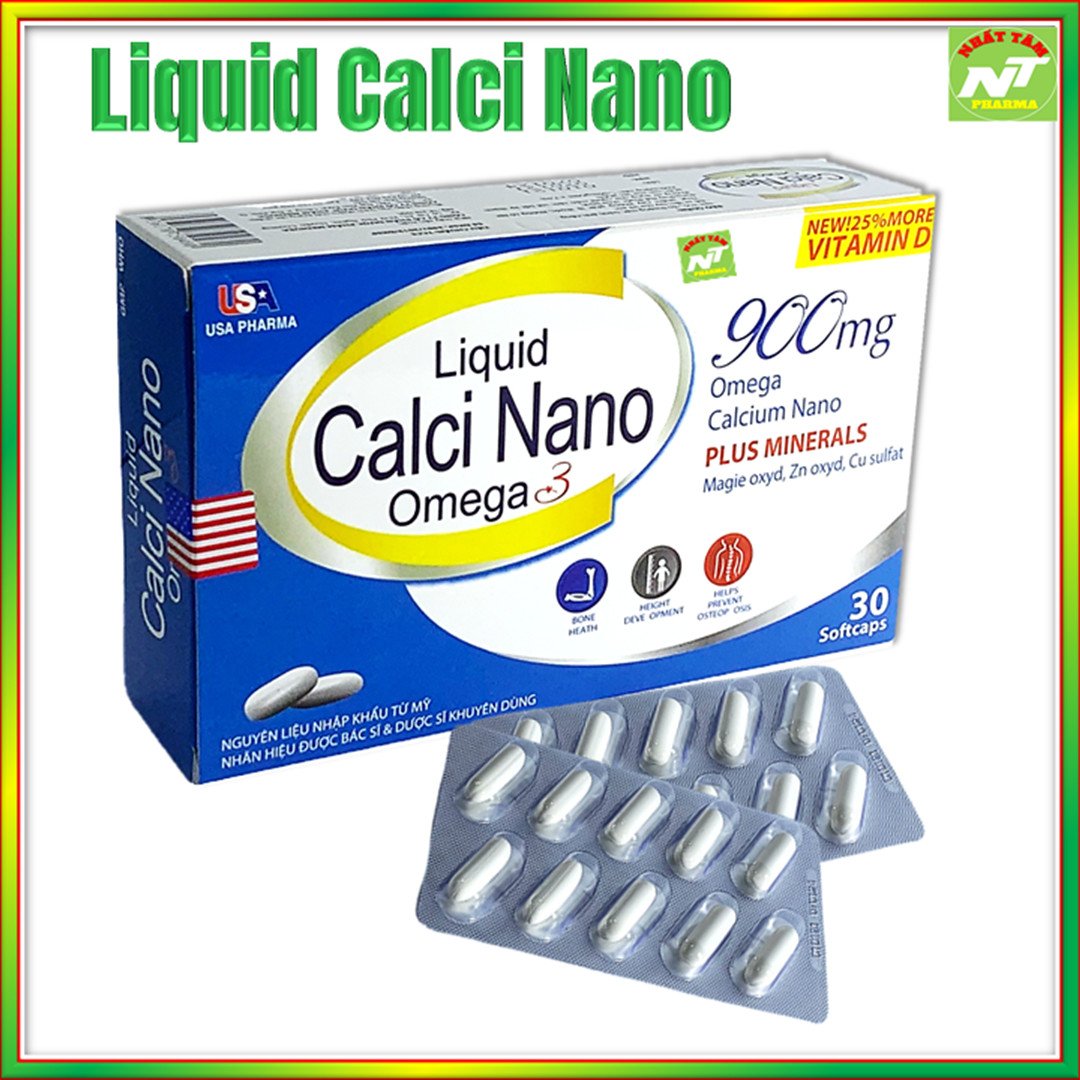 Viên Uống Liquid Calci Nano Omega3 Hỗ Trợ Phát Triển Chiều Cao, Giúp Xương, Răng Chắc Khỏe