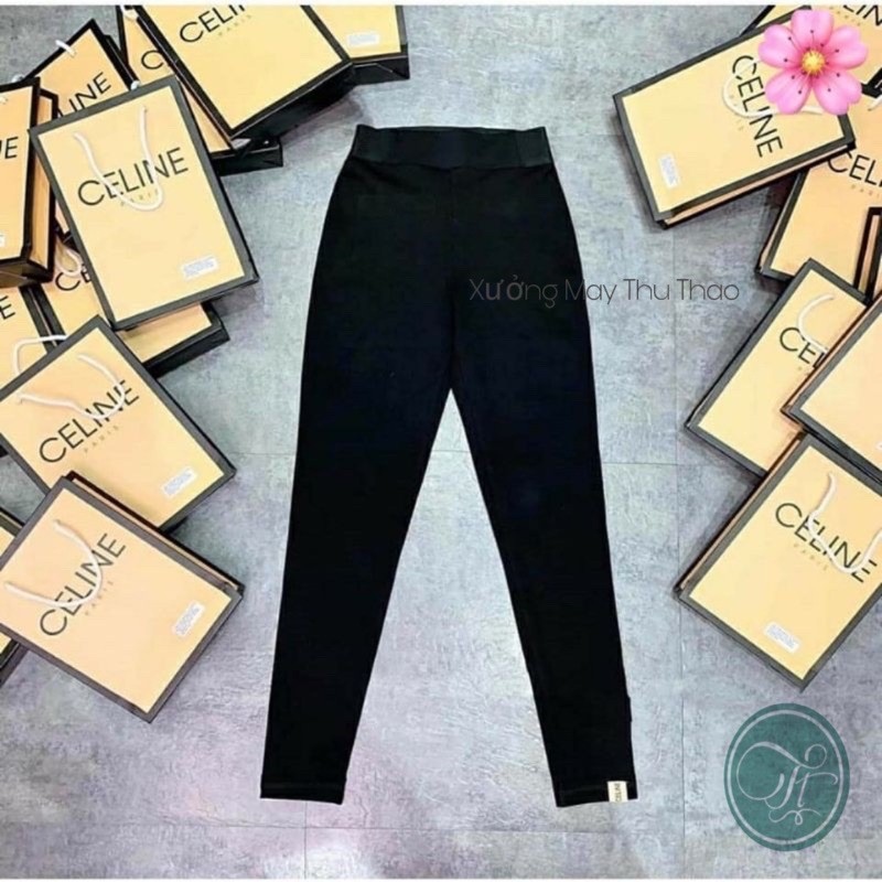 Quần legging cạp cao phối chun [ kèm túi giấy