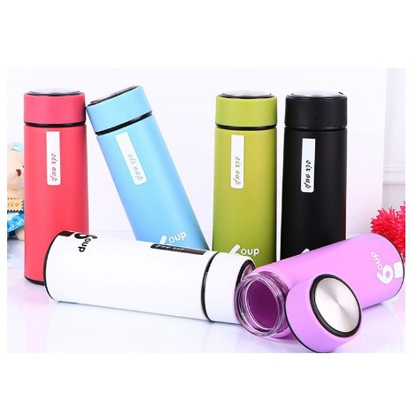 Bình đựng nước thủy tinh- Bình Giữ Nhiệt Lỏi Thuỷ Tinh có vỏ bọc nhựa màu sắc 450ml BT-A003 Đựng Cà Phê, Nước Nóng, Nước Đá, Cháo