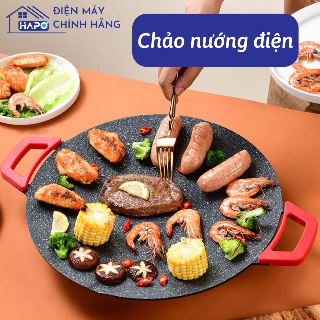 Chảo nướng điện Hàn Quốc, chảo nướng bằng đá size 36CM , bếp nướng chống dính, có nút chỉnh nhiệt, an toàn sử dụng