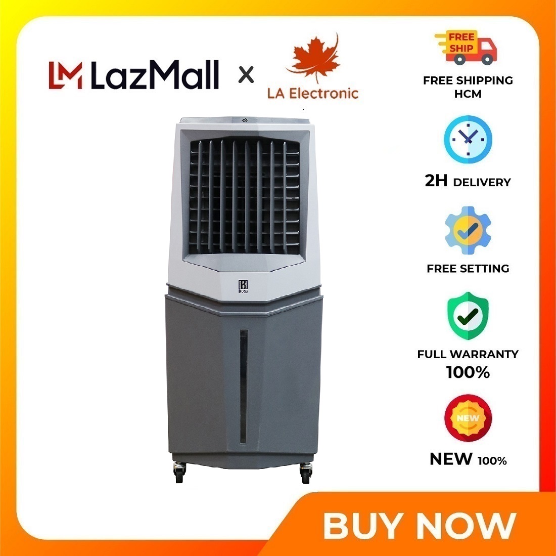 Boss FEAB-409-G air conditioner fan - Free shipping HCM - Air conditioner fan comes with remote control, easy to adjust Create high density negative ions, clean bacteria in the air