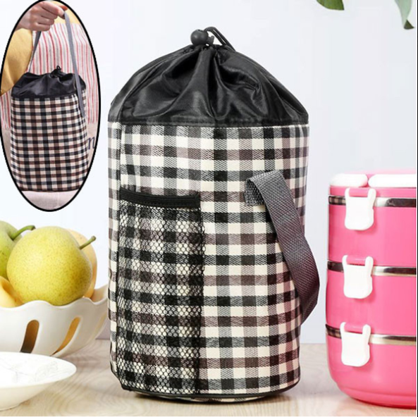 Túi Giữ Nhiệt Dây Rút Loại Dày Size Lớn (18x25cm) Sọc Caro