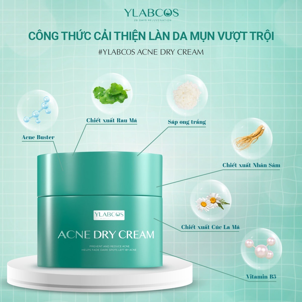 Kem gom cồi mụn dr lacir - kem ylabcos acne dry cream dr lacir