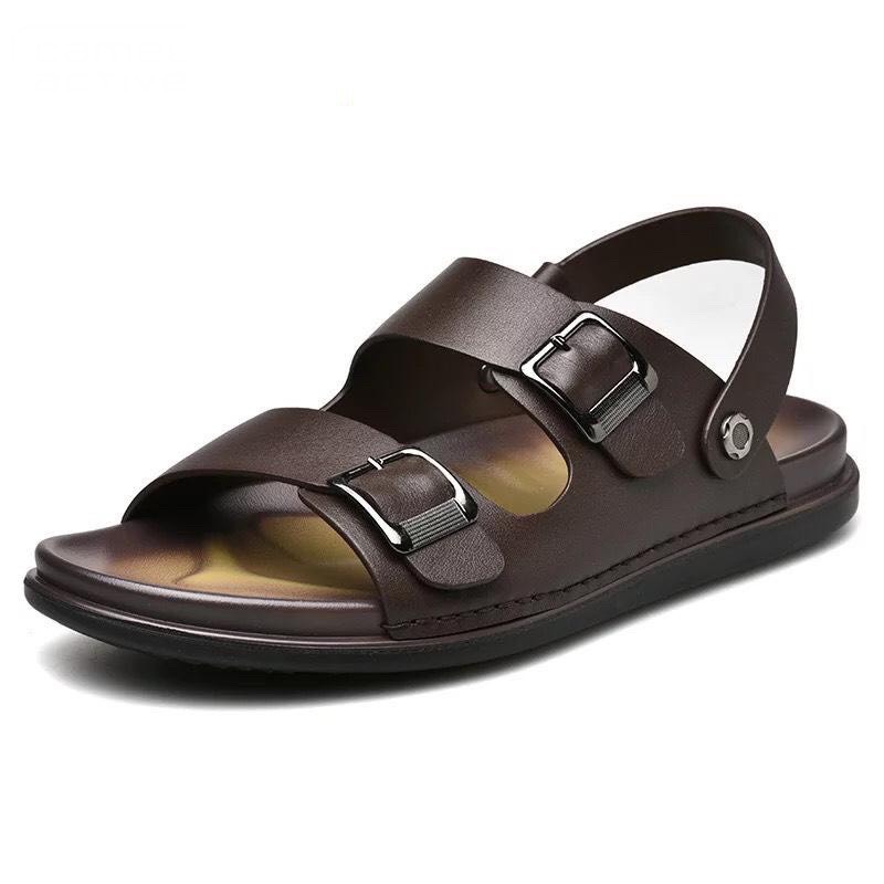 Dép Quai Ngang Nam Cao Cấp Elmee Dép Nam Da Bò Đế Cao Su Chống Trơn Trượt Dép Quai Hậu Nam Kiểu Dáng Trẻ Trung Ôm Chân Êm Ái Tuyệt Đẹp - DQN17