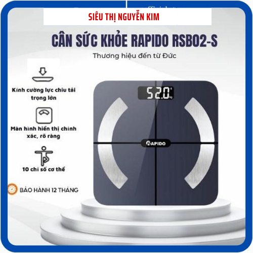 Cân sức khỏe thông minh Rapido RSB02-S đo được 10 chỉ số
