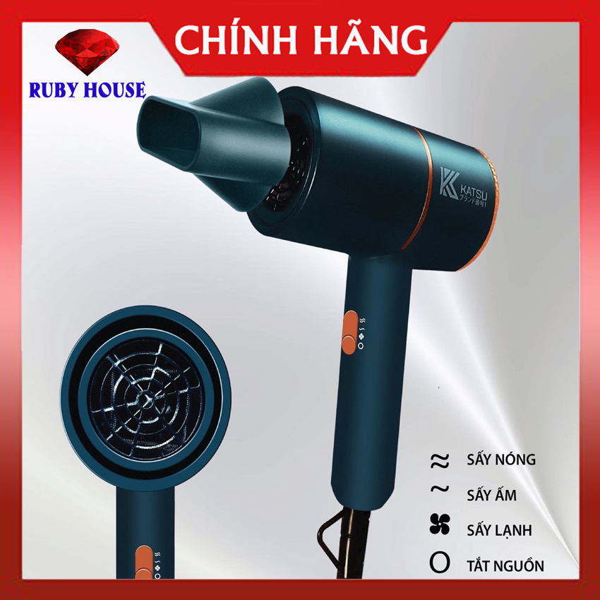 Máy sấy tóc katsu nhật bản, máy sấy tóc công suất lớn không khô tóc, tặng đầu sấy cụp -bảo hành 12 tháng- ruby house