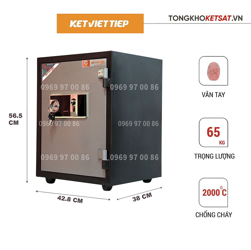 Két sắt vân tay thông minh việt tiệp kcc65-vt nặng 65kg khóa vân tay bảo mật cao cấp có chế độ báo động chống dịch chuyển két - chống cháy nhiệt độ cao