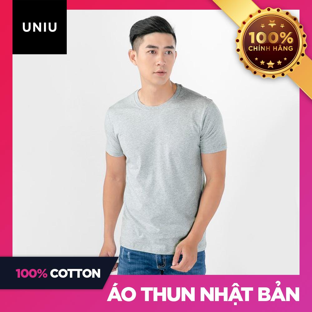 Áo thun trơn nam cổ tròn UNIU màu xám