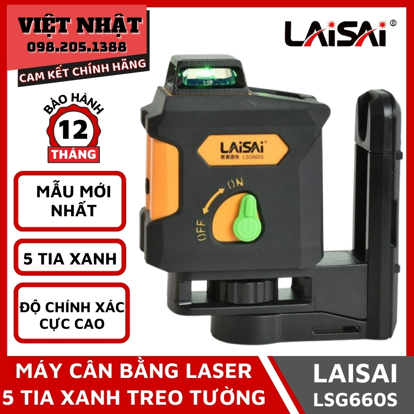 Máy cân bằng laser 5 tia treo tường LAISAI LSG660S mẫu mới nhất - Bảo hành 12 tháng - Máy cân mực bắn cốt laser 5 tia Laisai chính hãng giá rẻ - Điện máy Việt Nhật