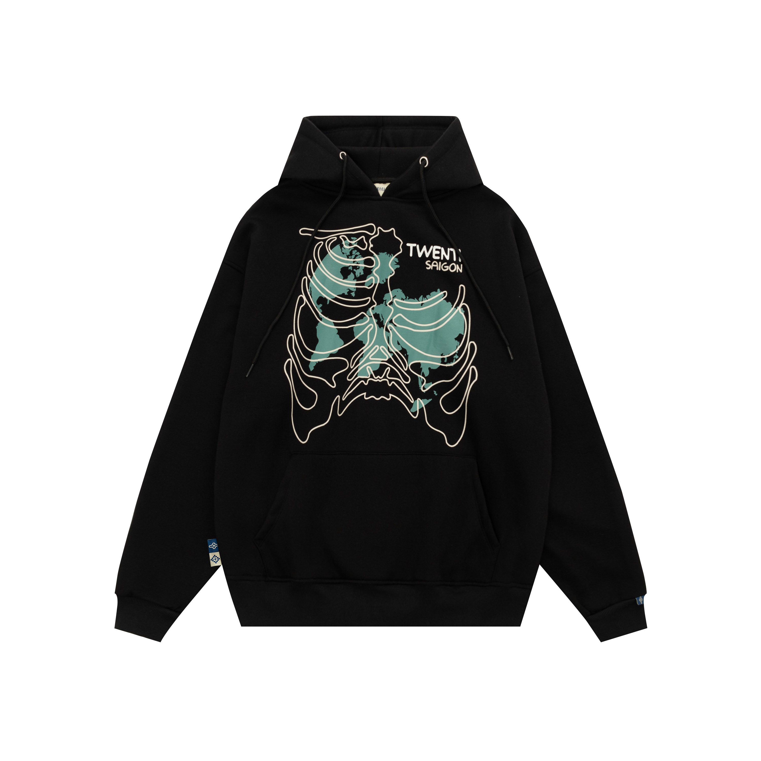 Áo hoodie twenti nỉ bông bộ xương cá tính