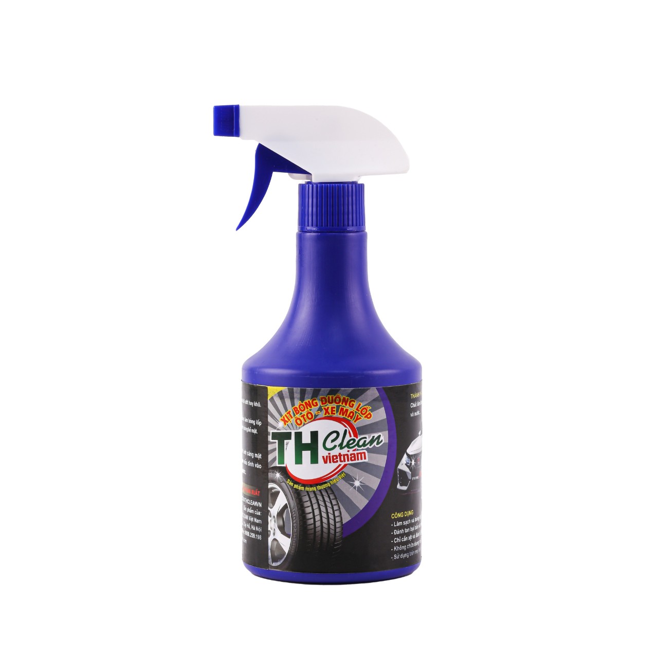 Xịt dưỡng đen bóng lốp ô tô, xe máy TH CLEAN VIỆT NAM chai 500ml