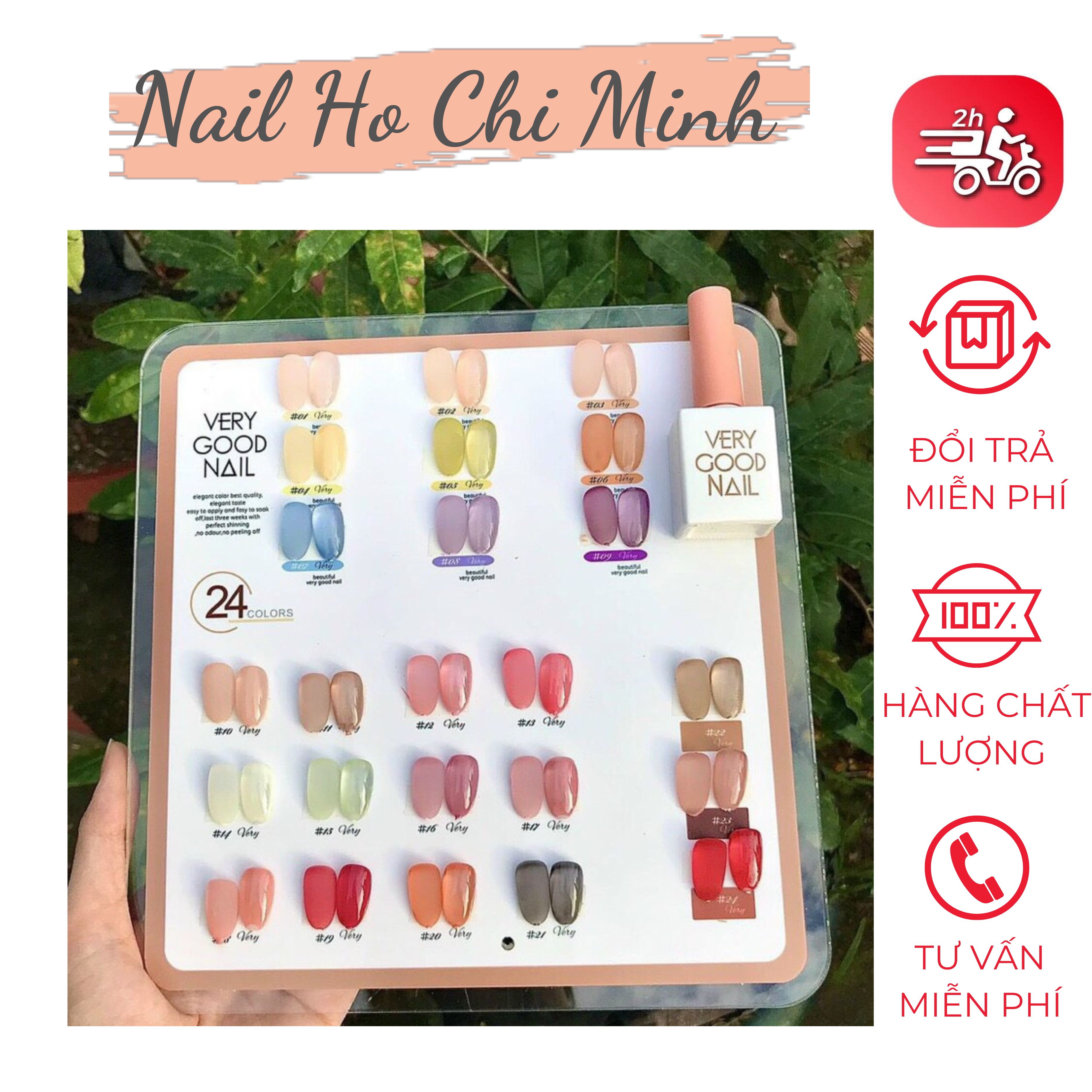 [HCM]Set Sơn Thạch 24 Chai Very Good Nail Chính Hãng chất đậm đặc bám móng lên màu chuẩn (tặng bảng màu đã sơn sẵn)