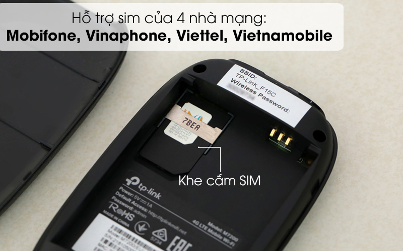 Bộ Phát Wifi Di Động 4G LTE 150Mbps TP-link M7000 Đen