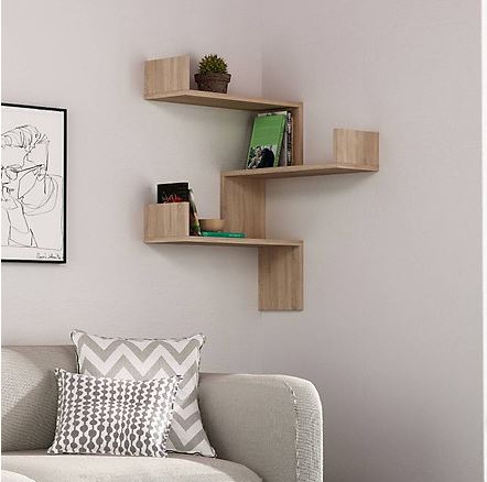 Kệ trang trí treo tường góc phòng khách phòng ngủ với 3 chữ Z xếp vuông góc siêu đẹp