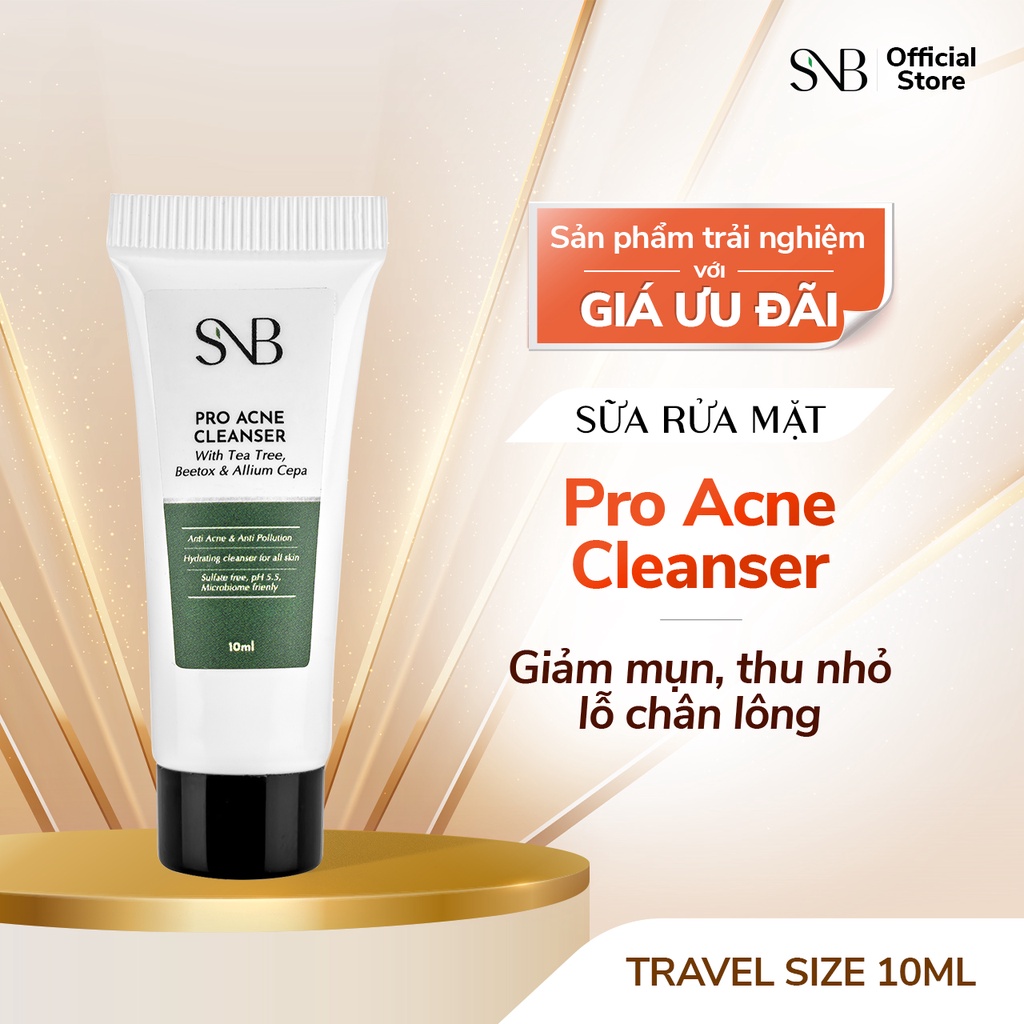 Sữa rửa mặt giảm mụn chiết xuất tỏi, tràm trà và nọc ong snb pro acne cleanser 10ml