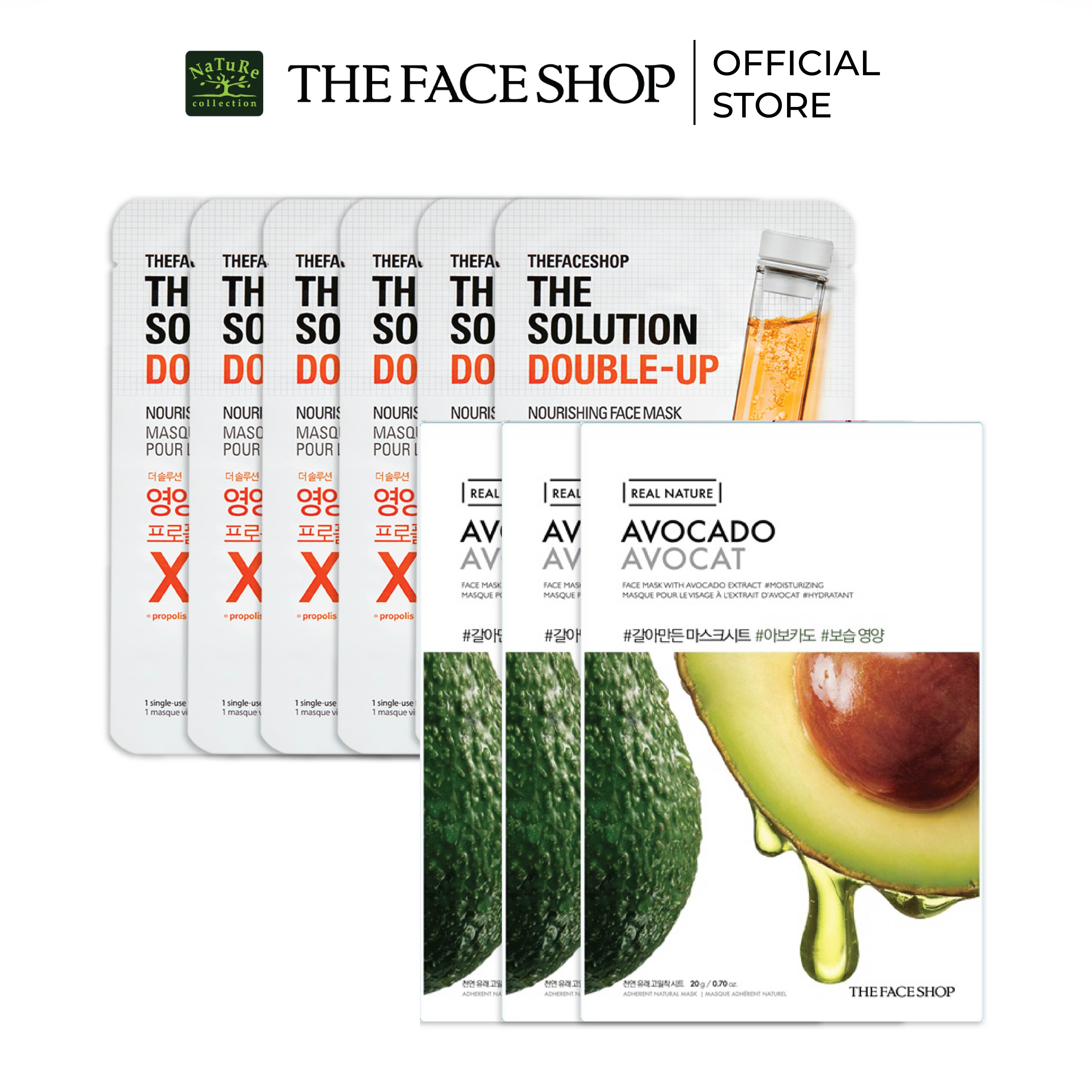 Combo 6 mặt nạ dưỡng da thefaceshop the solution 22mlx6+mặt nạ trà bơ thefaceshop 20gx3