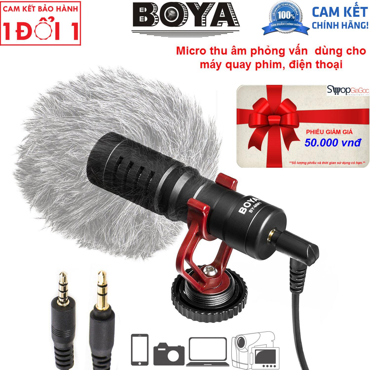 Microphone cho máy ảnh Boya BY-MM1- Micro thu âm cao cấp Boya BY