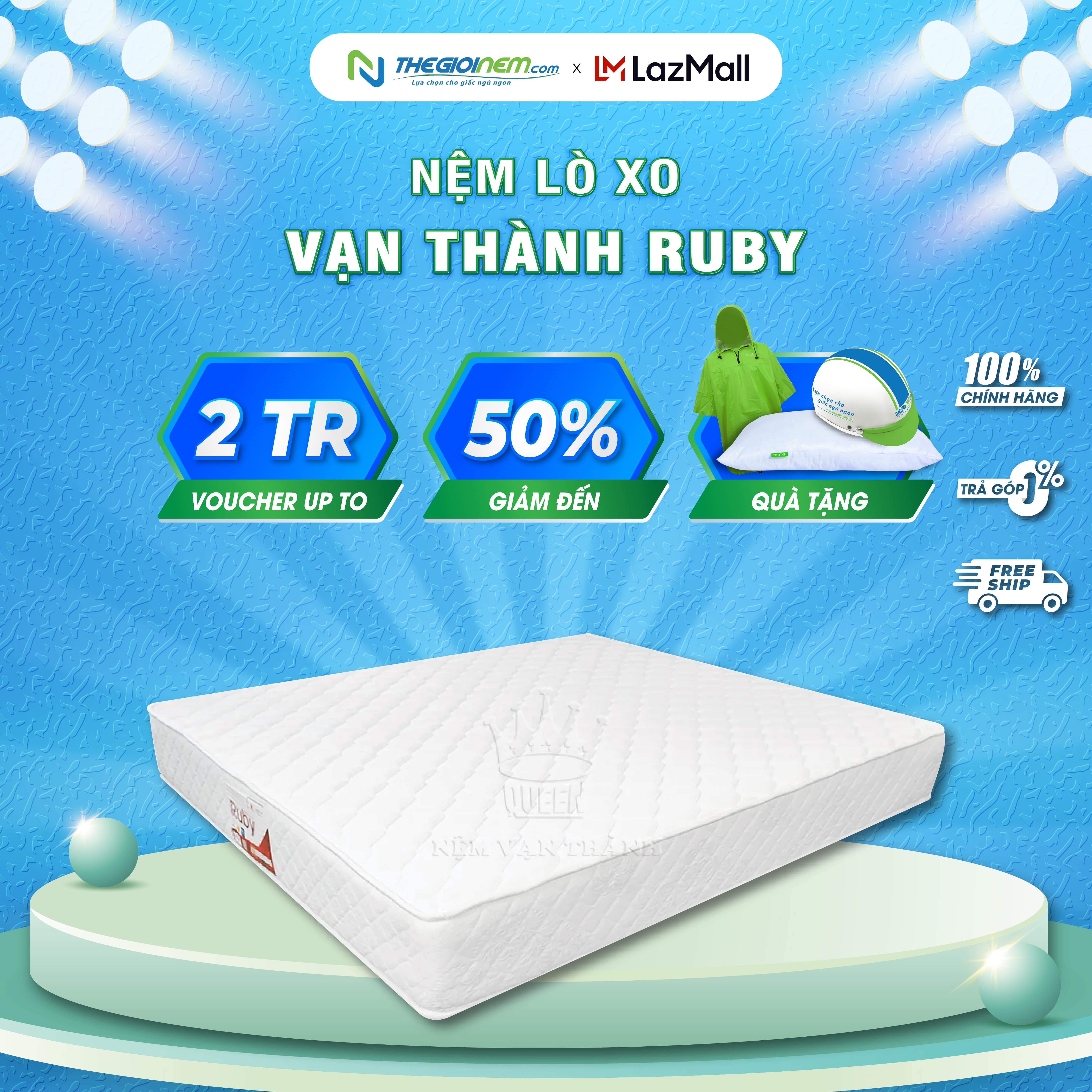 Nệm lò xo túi độc lập ruby vạn thành 160x200x27cm-bảo hành 10 năm.
