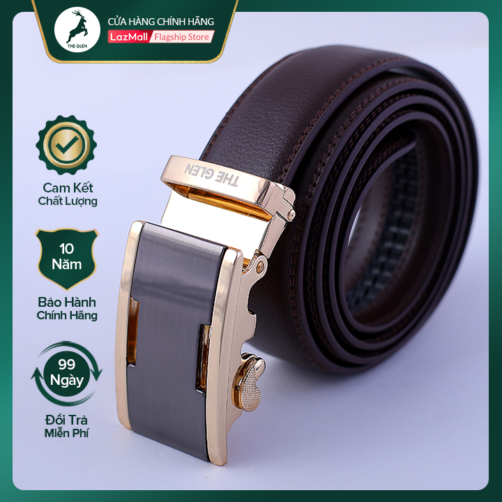 Thắt lưng nam đẹp dây nịt nam hàng hiệu The Glen da PU cao cấp khóa tự động cho vòng eo 60 cm đến 110 cm - Thời trang nam , phụ kiện nam bảo hành 10 năm có hộp đựng làm quà tặng TG114