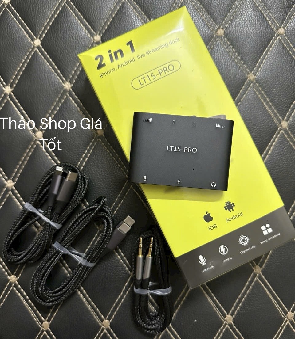 Box livestream STEREO mới nhất LT15 PRO bản nâng cấp 2024 , Dùng cho IP và Type C đầy đủ dây kết nối bảo hành 1 năm