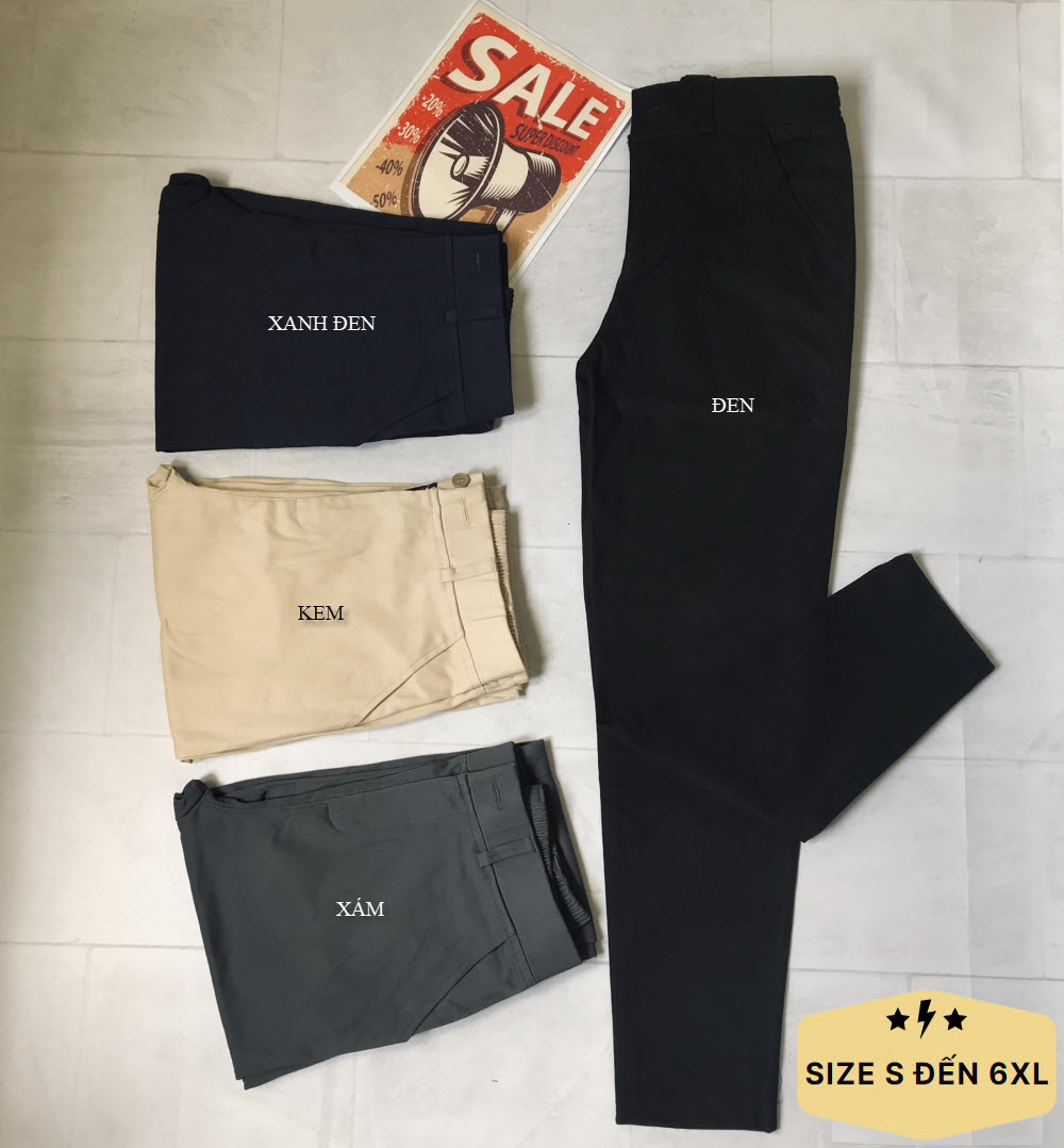 Quần kaki nam nữ phối lưng thun. Chất vừa, co giãn.