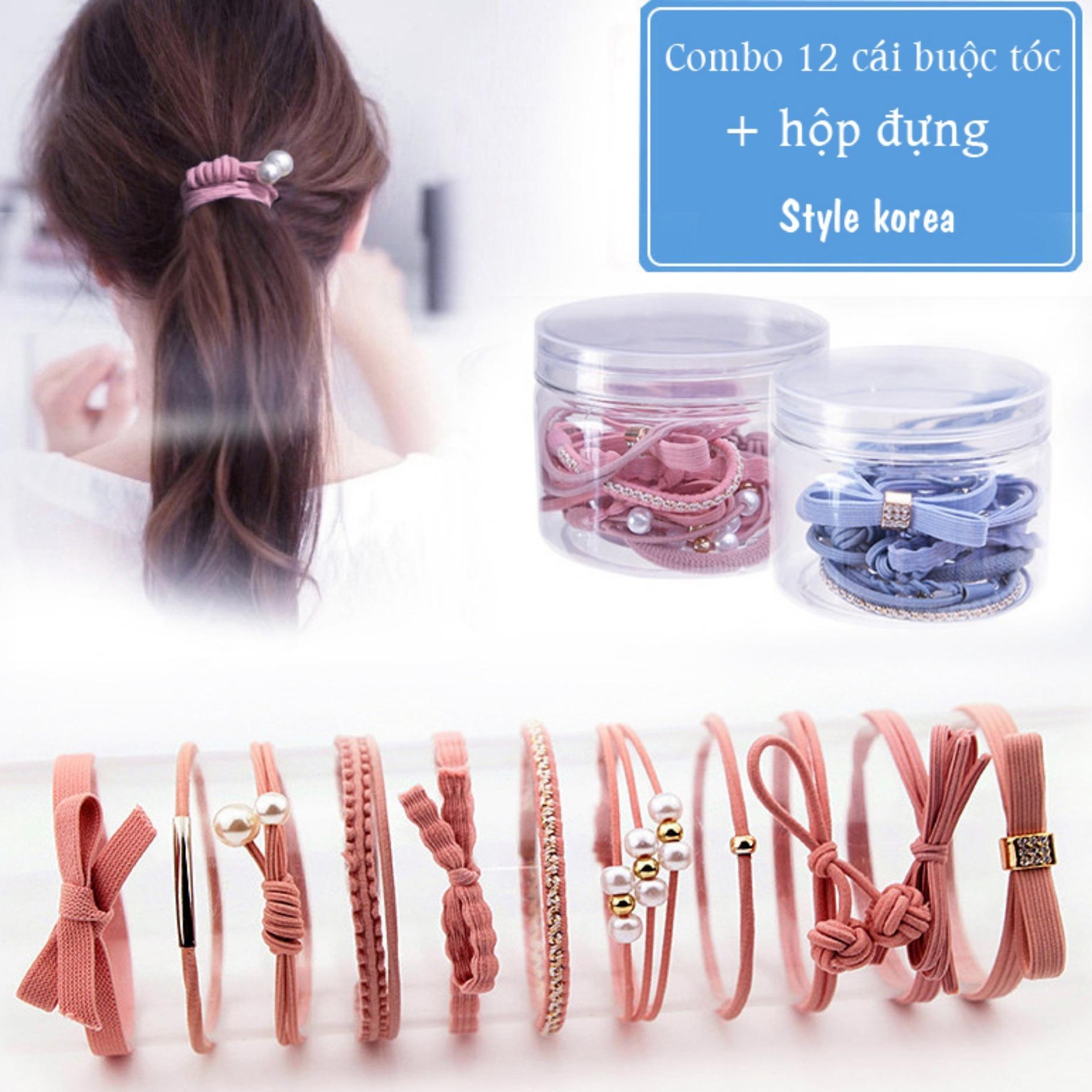 [HCM]SET 12 DÂY CỘT TÓC HÀN QUỐC SIÊU DAI SIÊU CO GIÃN CỰC BỀN ĐẸP CHO MẸ VÀ BÉ - DÂY BUỘC TÓC NHIỀU MÀU TẠO KIỂU TÓC SIÊU XINH TẠI NHÀ