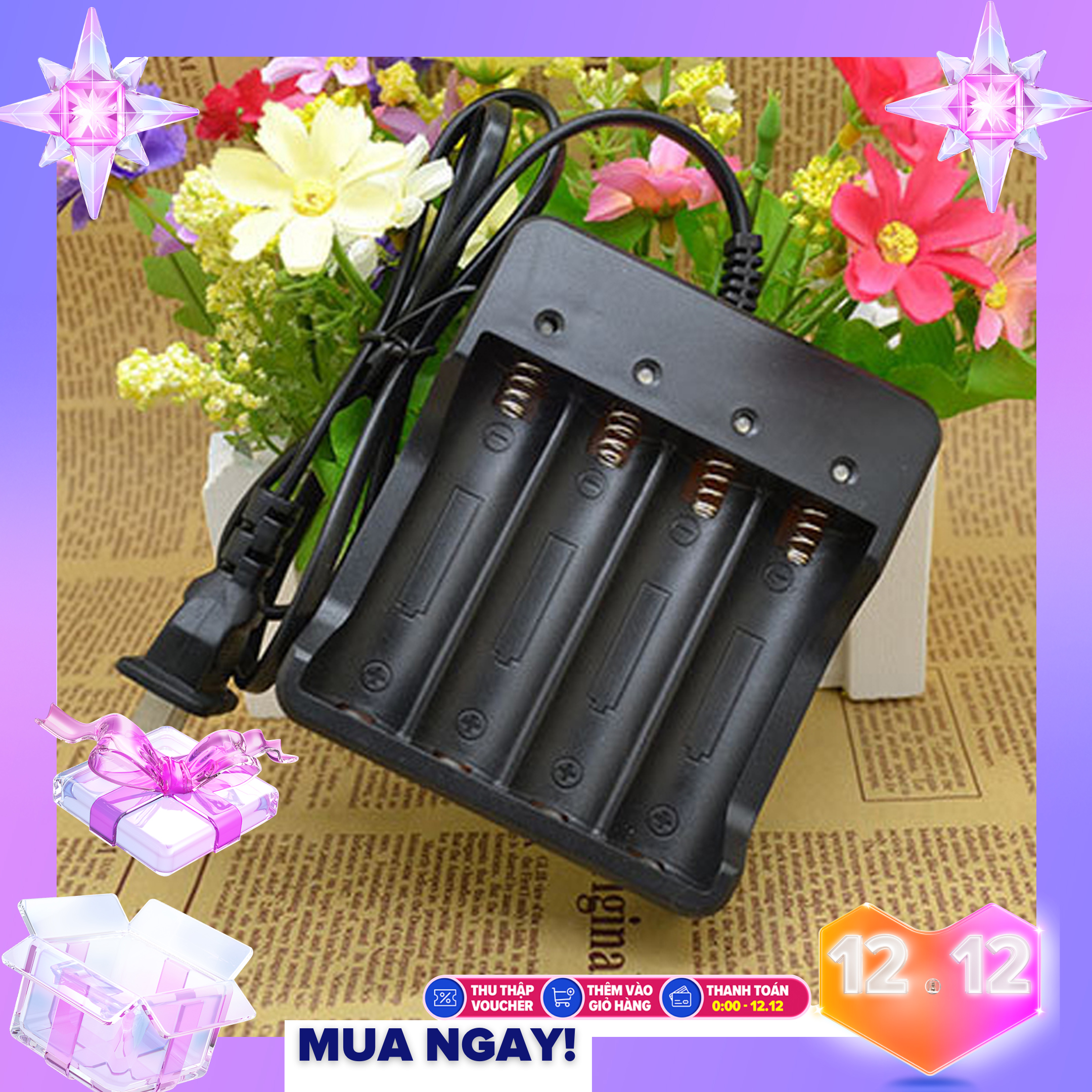 Đế sạc 4 pin 18650 chuyên dụng