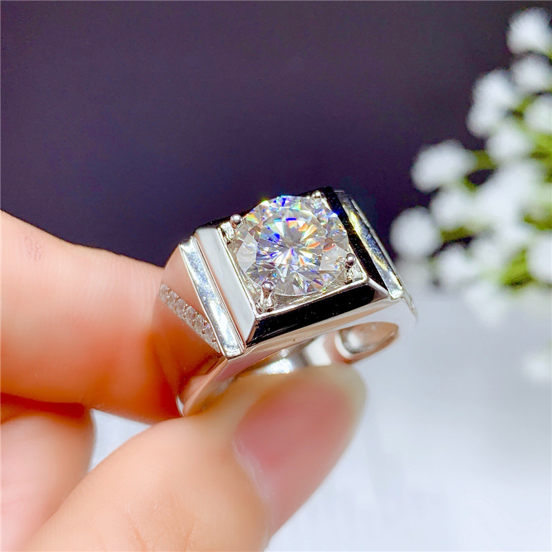 Nhẫn cưới mạ bạc s925 đính đá pha lê dành cho nam