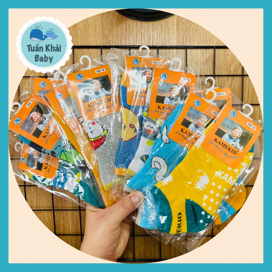 COMBO 5 Đôi Tất trẻ em CHỐNG TRƯỢT Ánh Minh KAMEKID| Vớ trẻ em 3 tháng đến 8 tuổi | Chất vải dày dặn, ấm áp, co giãn tốt, chống trơn trượt