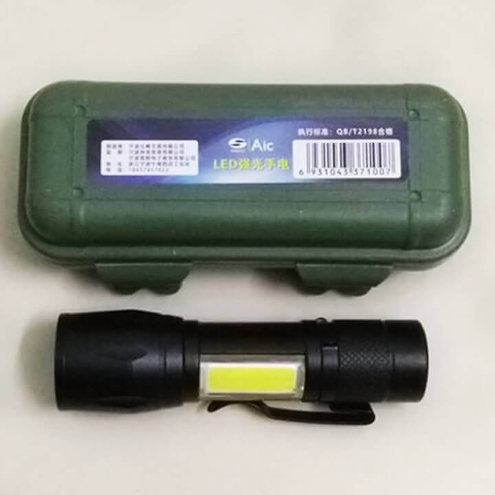 Đèn pin siêu sáng mini có zoom, 2 chế độ sáng xpe và cob