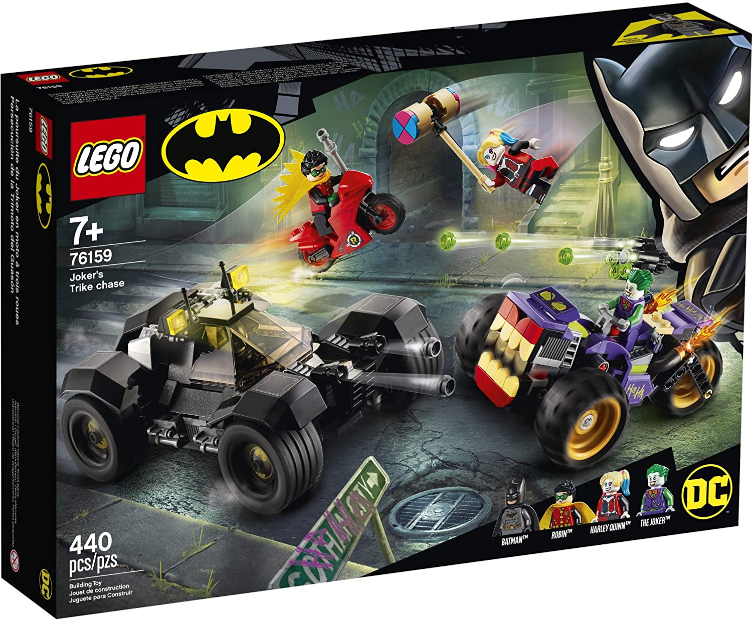 From Denmark】LEGO DC Batman Clown Tricycle Chasing 76159 Superhero Car and  Motorcycle Toy Set, Mini Shooting Batmobile Toy, Suit for Batman, Robin,  Joker and Harley Quinn Fans (440pcs) Genuine Guarantee From Denmark |