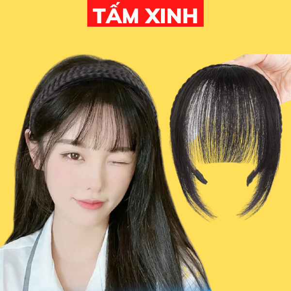 Bờm mái thưa giả nữ đẹp làm từ tóc thật - bờm mái thật