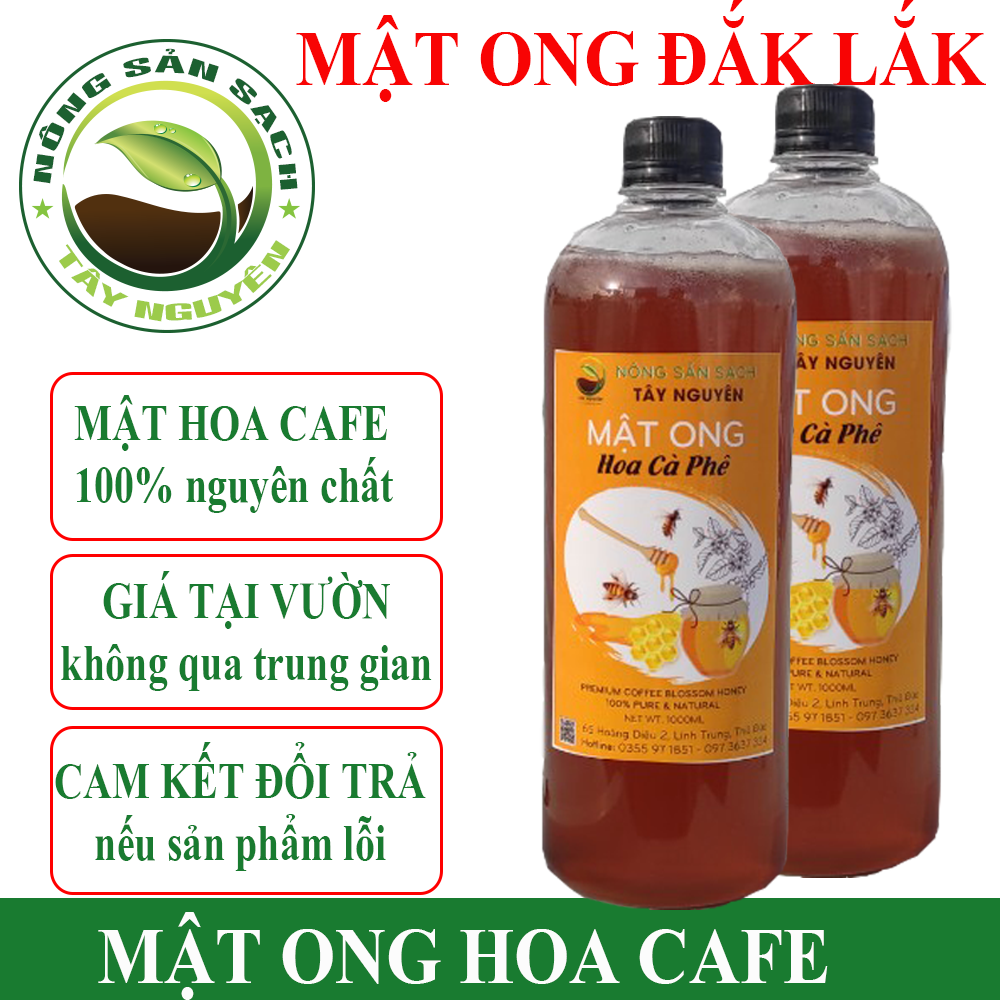   HCM 1 Lít Mật ong nguyên chất hoa cafe - Mật ong hoa cà phê  nguyên chất - Mật ong Tây nguyên - Nông sản sạch Tây Nguyên 