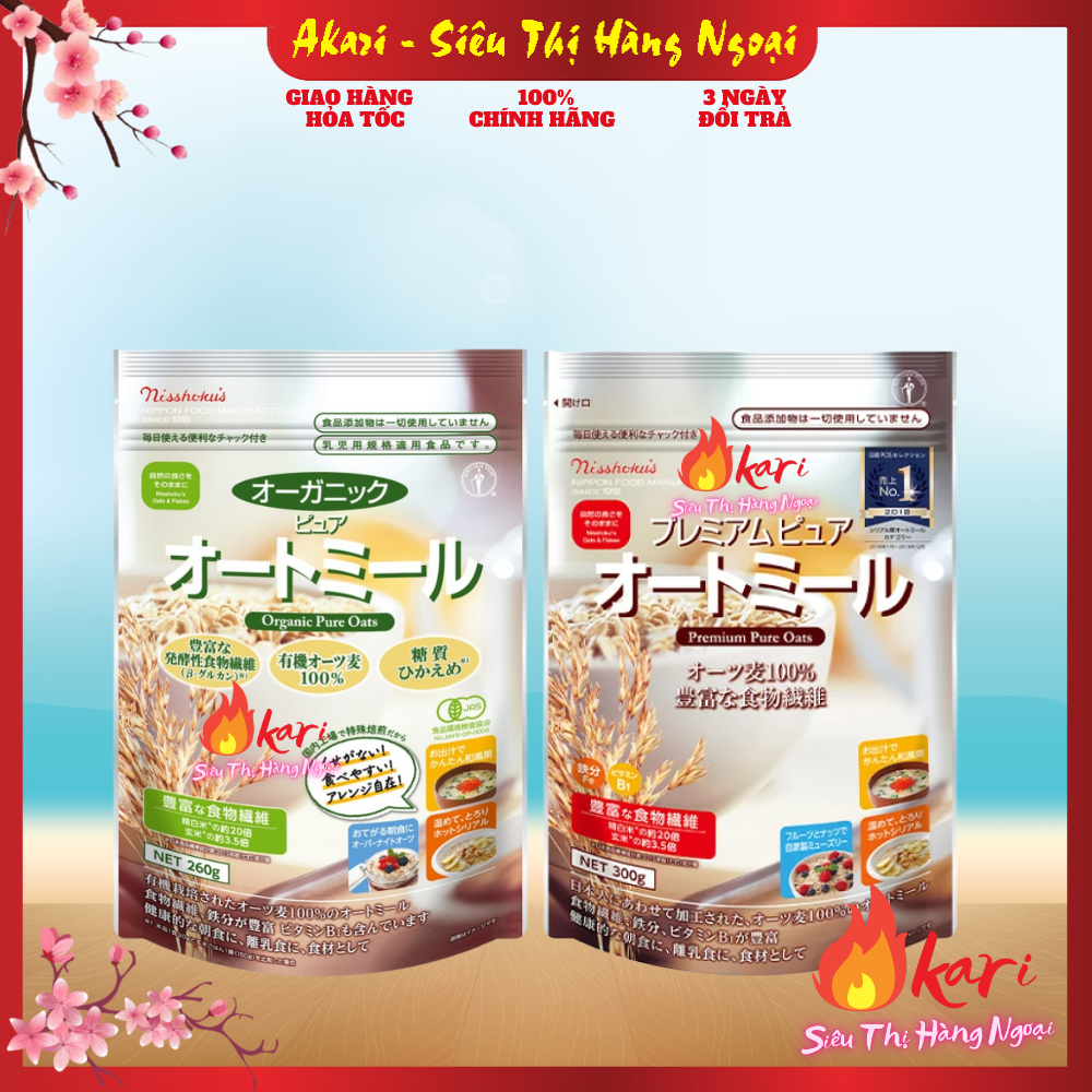 Bột yến mạch nguyên chất hữu cơ Premium Nisshoku's nội địa Nhật Bản