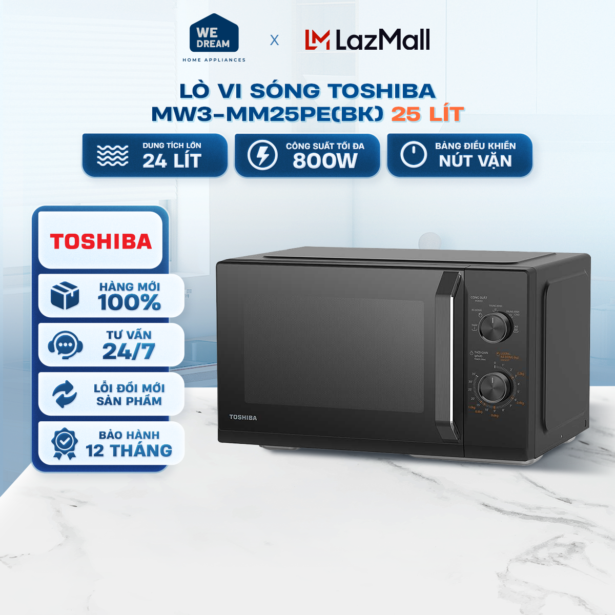 Lò Vi Sóng Toshiba MW3-MM25PE(BK) 25 Lít