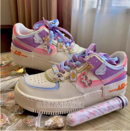 [geeksneaker] combo phụ kiện nike air force 1 shadow beige " móc tag sticker  dây giày "