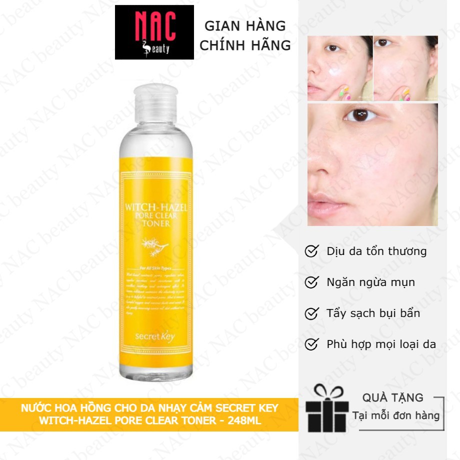 Nước hoa hồng dành cho da nhạy cảm secret key witch-hazel pore clear toner 248ml