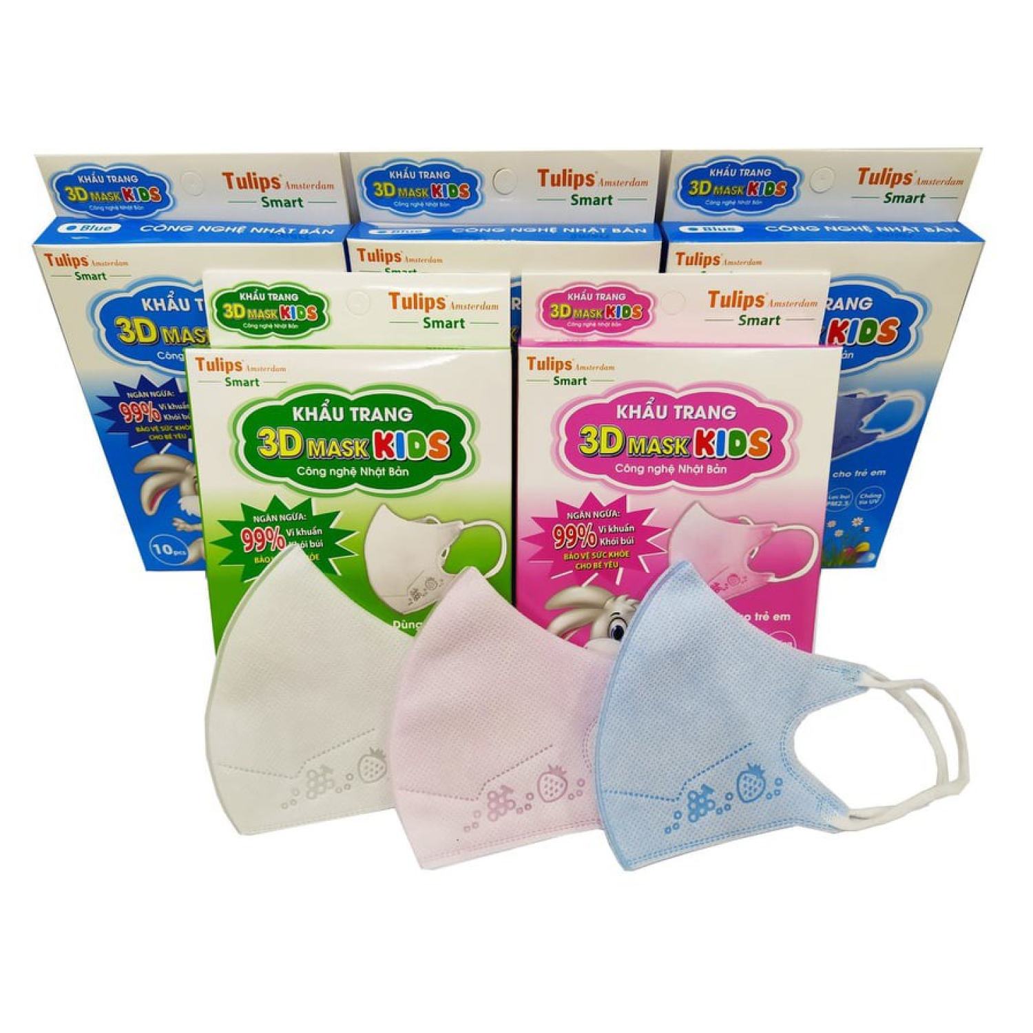 Combo 5 hộp khẩu trang cho bé tulips 💓 khẩu trang trẻ em 3d mask kids 💓 hình thú 💓 hộp 10 cái