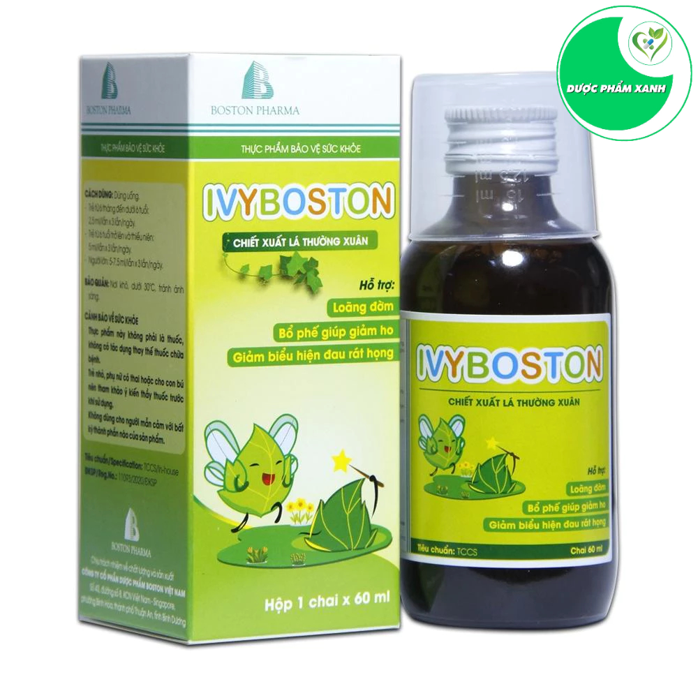IVYBOSTON - Siro bổ phế, giúp giảm ho, giảm biểu hiện đau rát họng Chai 60
